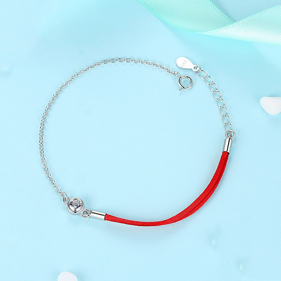 BELAWANG Fashion Classic Red Rope Bracelet Red Thread Line Jewelry 925 Sterling Silver Round Crystal Bracelet 1 
